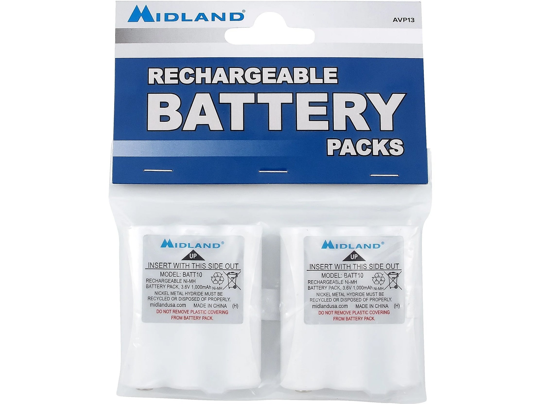 MIDLAND RADIO Rechargeable Ni-MH Two-Way Radio Battery for X-Talker T71VP/T75X3VP3/T75VP3/T77VP5, 2/Pack (AVP13)