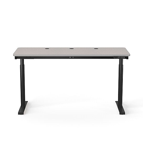 VersaDesk PowerLift 60"W Electric Rectangular Adjustable Standing Desk, Gray/Black (PLSDR6024-BG-APP)