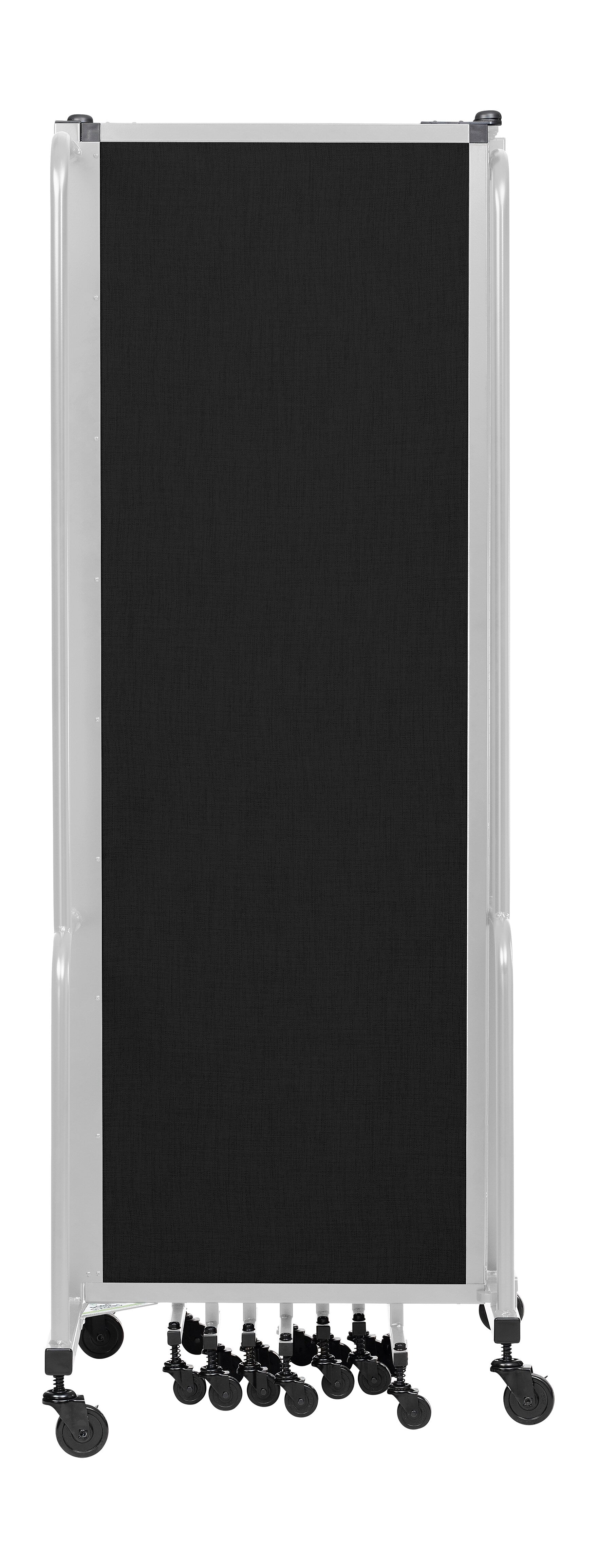 National Public Seating Robo Series 9-Panel Folding Mobile Room Divider, 72"H x 210"W, Black Fabric (RDG6-9PT10)