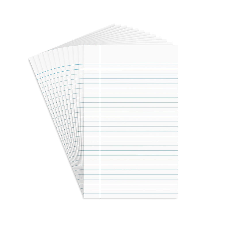 Staples Notepads, 5" x 8", Narrow Ruled, White, 50 Sheets/Pad, Dozen Pads/Pack (ST57330)