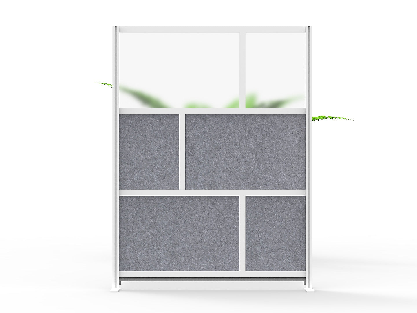Luxor Modular Room Divider Starter Wall, 70"H x 53"W, Gray PET/Frosted Acrylic (MW-5370-FCG)
