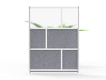 Luxor Modular Room Divider Starter Wall, 70"H x 53"W, Gray PET/Frosted Acrylic (MW-5370-FCG)