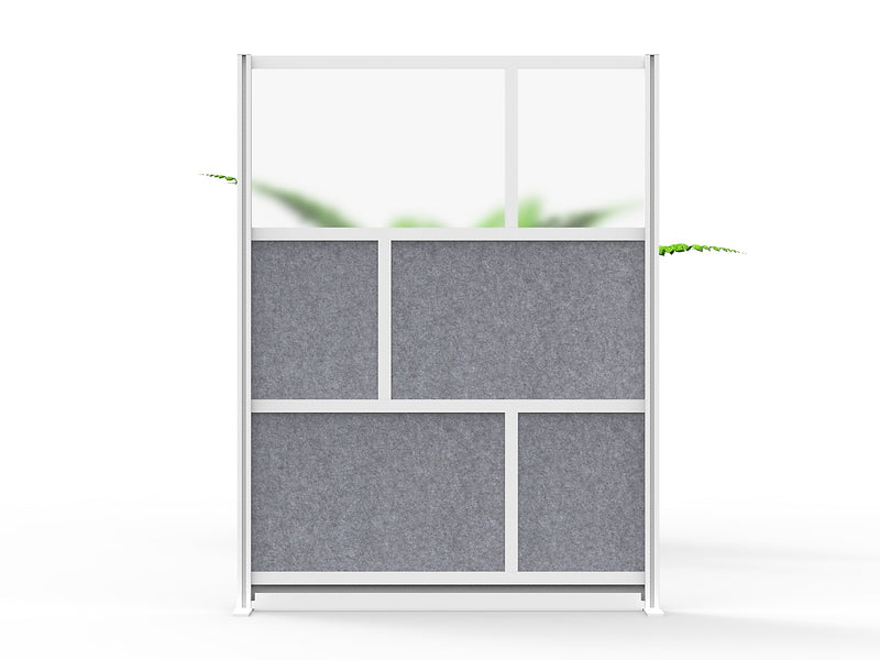 Luxor Modular Room Divider Starter Wall, 70"H x 53"W, Gray PET/Frosted Acrylic (MW-5370-FCG)