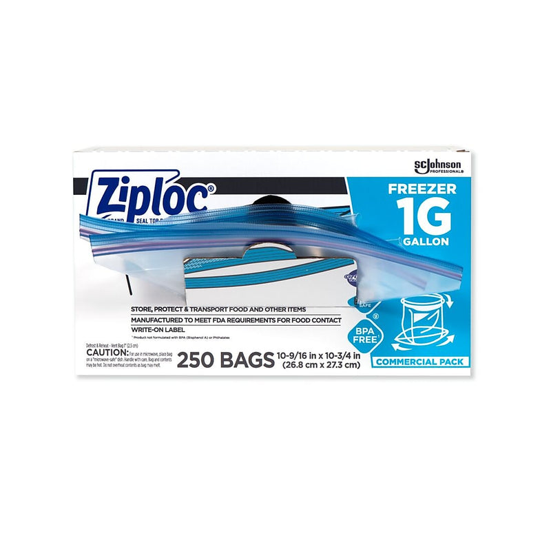 Ziploc Double Zipper Freezer Storage Bags, Gallon, 250 Bags/Carton (682258)