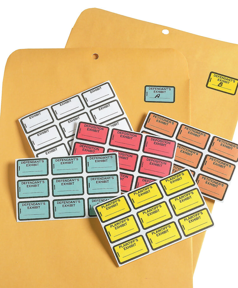 Tabbies Defendant's Exhibit Pre-Printed Labels, 1" x 1-5/8", Blue, 252 Labels/Pack (58093)