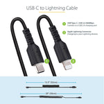 StarTech.com 1.6ft USB-C to Lightning Heavy Duty Coiled Cable, Male to Male, Charge/Sync, Black (RUSB2CLT50CMBC)