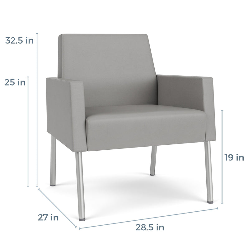 Lesro Mystic Lounge Vinyl Guest Chair, Patriot Plus Blue Ridge/Adler Gray Flannel/Black (ML1101.SBK-02PPBR.03PPBR.04ADGF)