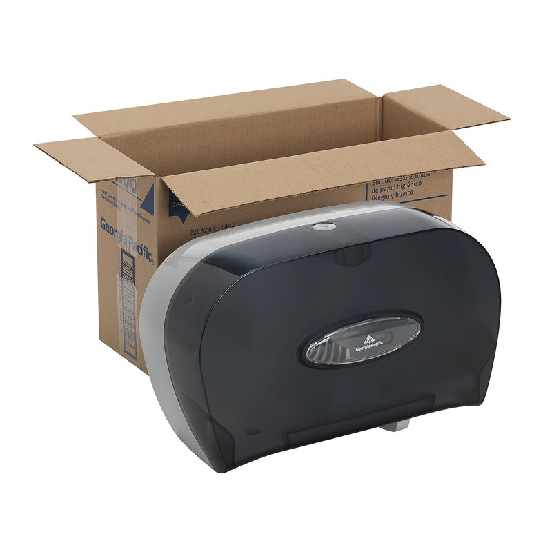 Georgia-Pacific Two Roll Side-by-Side Covered Bathroom Tissue Dispenser, Translucent Smoke (59206)