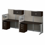 Bush Business Furniture Office in an Hour 63"H x 129"W 2 Person In-Line Cubicle Workstation, Mocha Cherry (OIAH005MR)