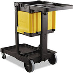 Rubbermaid 6181 Locking Janitor Cleaning Cart Cabinet, Yellow Polyethylene (RCP6181YEL)