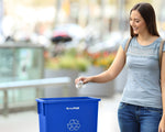 Alpine Industries Polypropylene Recycling Bin and Dolly, 23 Gallon, Blue (ALP477-R-BLU-PKD)