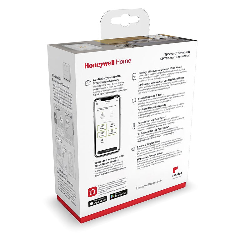 Honeywell Home T9 Smart Thermostat with Smart Room Sensors (RCHT9610WFSW2003/W)