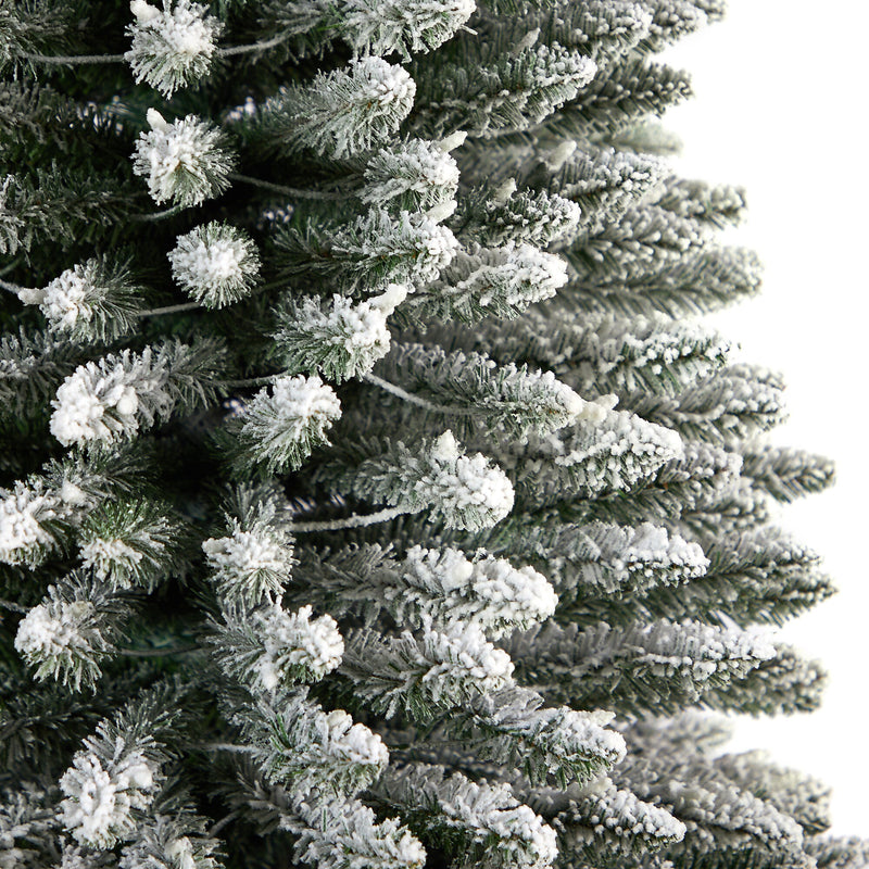 Nearly Natural 12-ft Flocked Pencil Artificial Christmas Tree with 1000 Clear Lights and 1819 Bendable Branches (T3333)