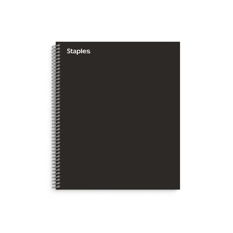 Staples® Premium 3-Subject Subject Notebooks, 8.5" x 11", College Ruled, 150 Sheets, Black (TR58359M-CC)