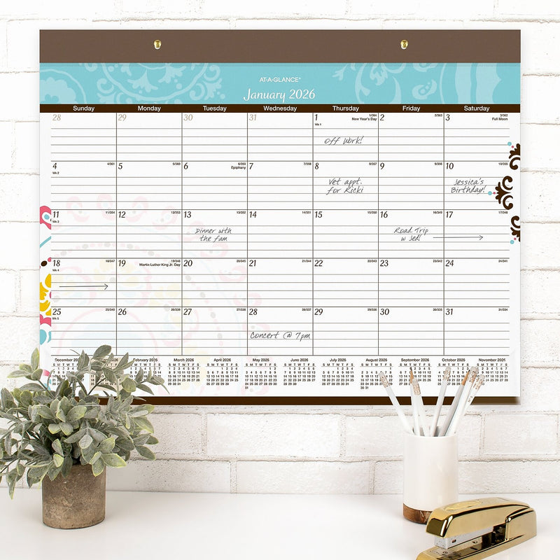 2026 AT-A-GLANCE Suzani 21.75" x 17" Monthly Desk Pad Calendar (SK17-704-26)