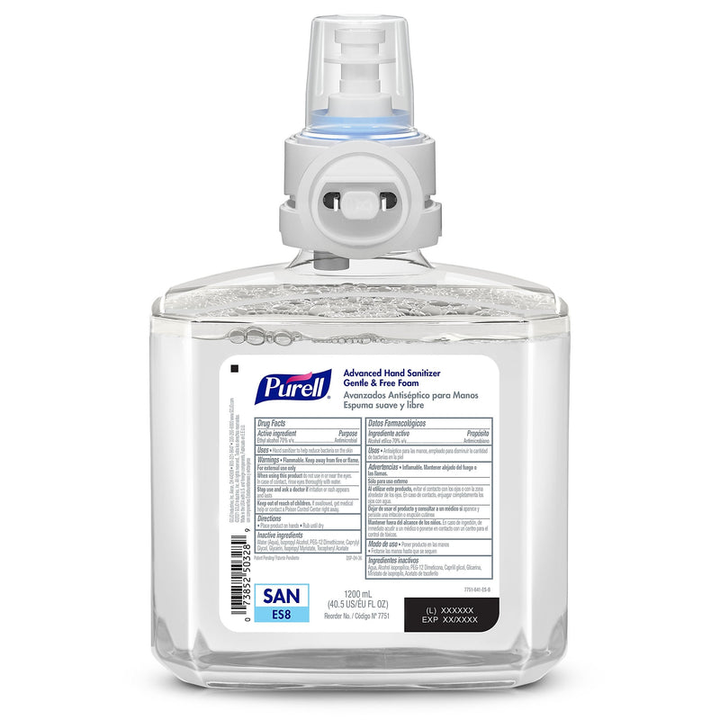 PURELL Advanced 70% Alcohol Foaming Hand Sanitizer Refill for ES8 Dispenser, 1200 mL, 2/Carton (7751-02)