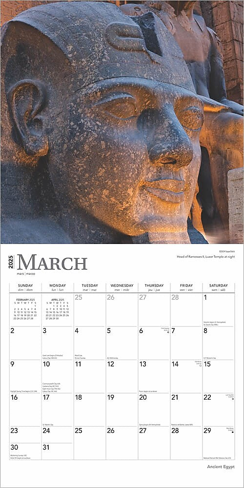 2025 BrownTrout Ancient Egypt 12" x 24" Monthly Square Wall Calendar, (9781975478032)
