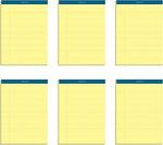 TOPS Docket Notepads, 8.5" x 11.75", Narrow Ruled, Canary, 100 Sheets/Pad, 6 Pads/Pack (TOP 63376)