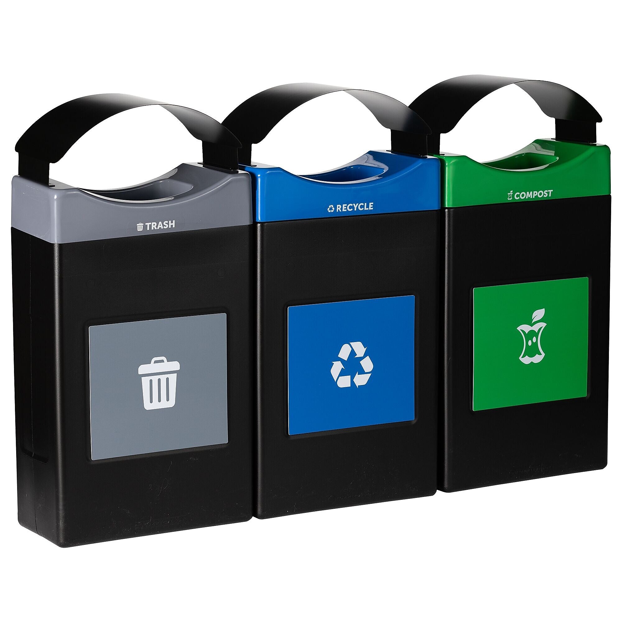 Commercial Zone Avante Polyethylene Three-StreamTrash, Recycling and Compost Center, 90-Gallon, Multicolored (787308MSA)