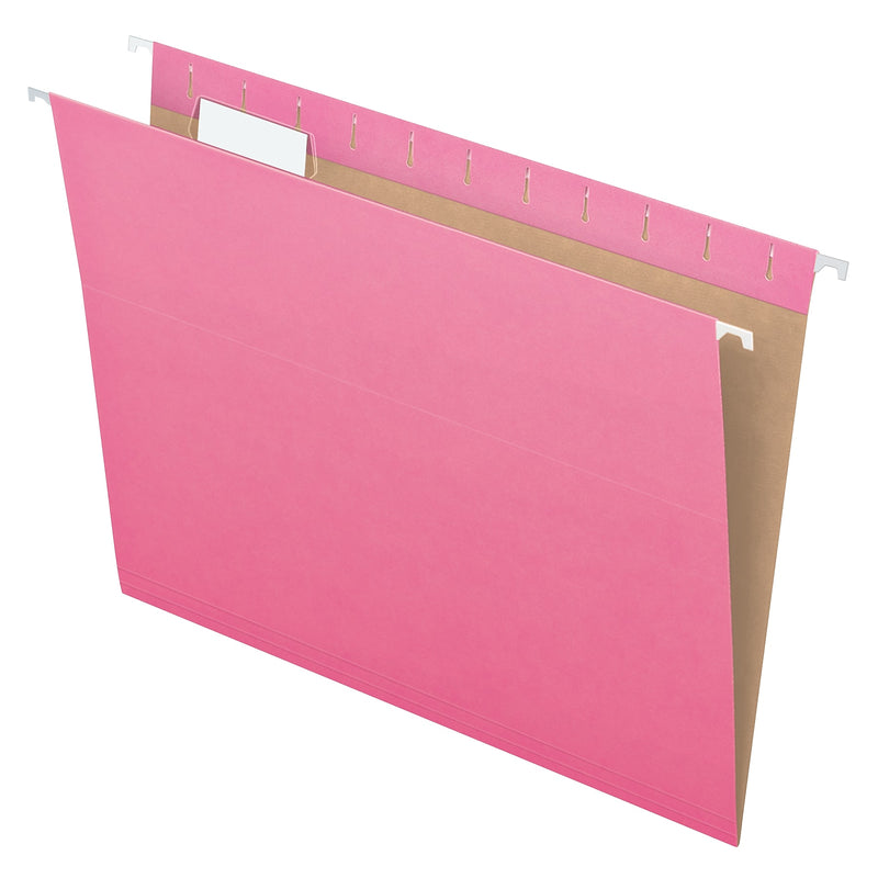 Pendaflex 100% Recycled Hanging File Folder, 1-Tab, Letter, Pink, 10/Box (81609EE)