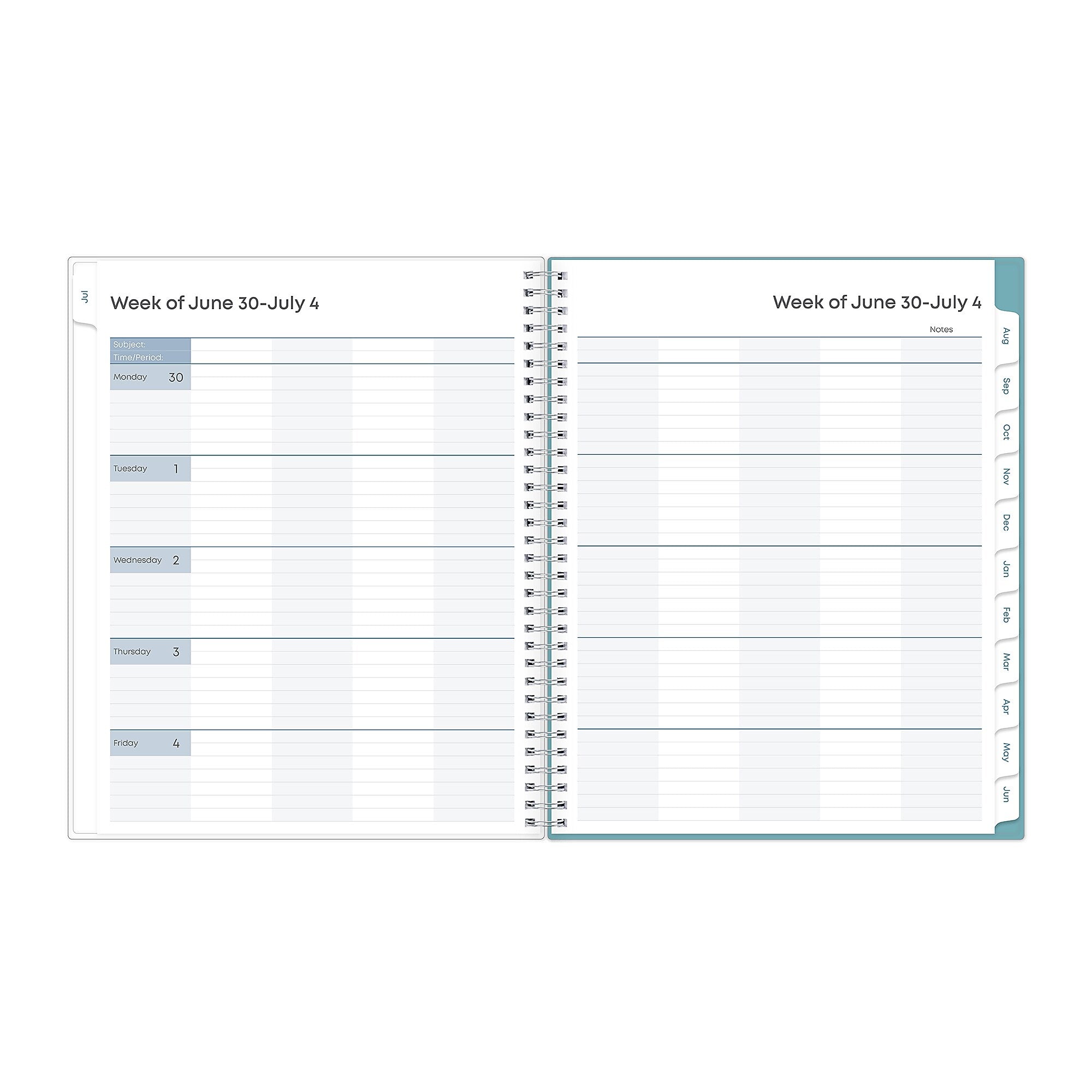 2025-2026 Blue Sky Teacher Dots 8.5" x 11" Academic Year Weekly & Monthly Planner, Plastic Cover, Multicolored (100330-A26)