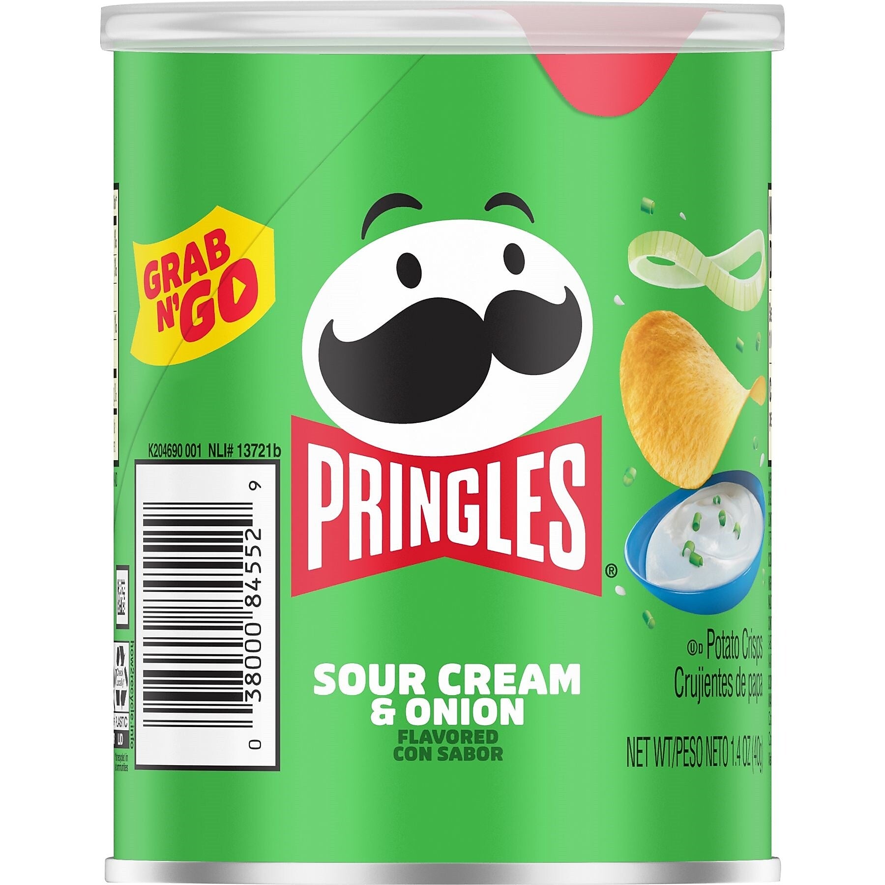Pringles Grab & Go Sour Cream & Onion Crisps, 1.4 oz., 12/Carton (PRINGLES84557)