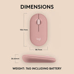 Logitech Pebble 2 M350s Wireless Ambidextrous Optical Mouse, Tonal Rose (910-007023)