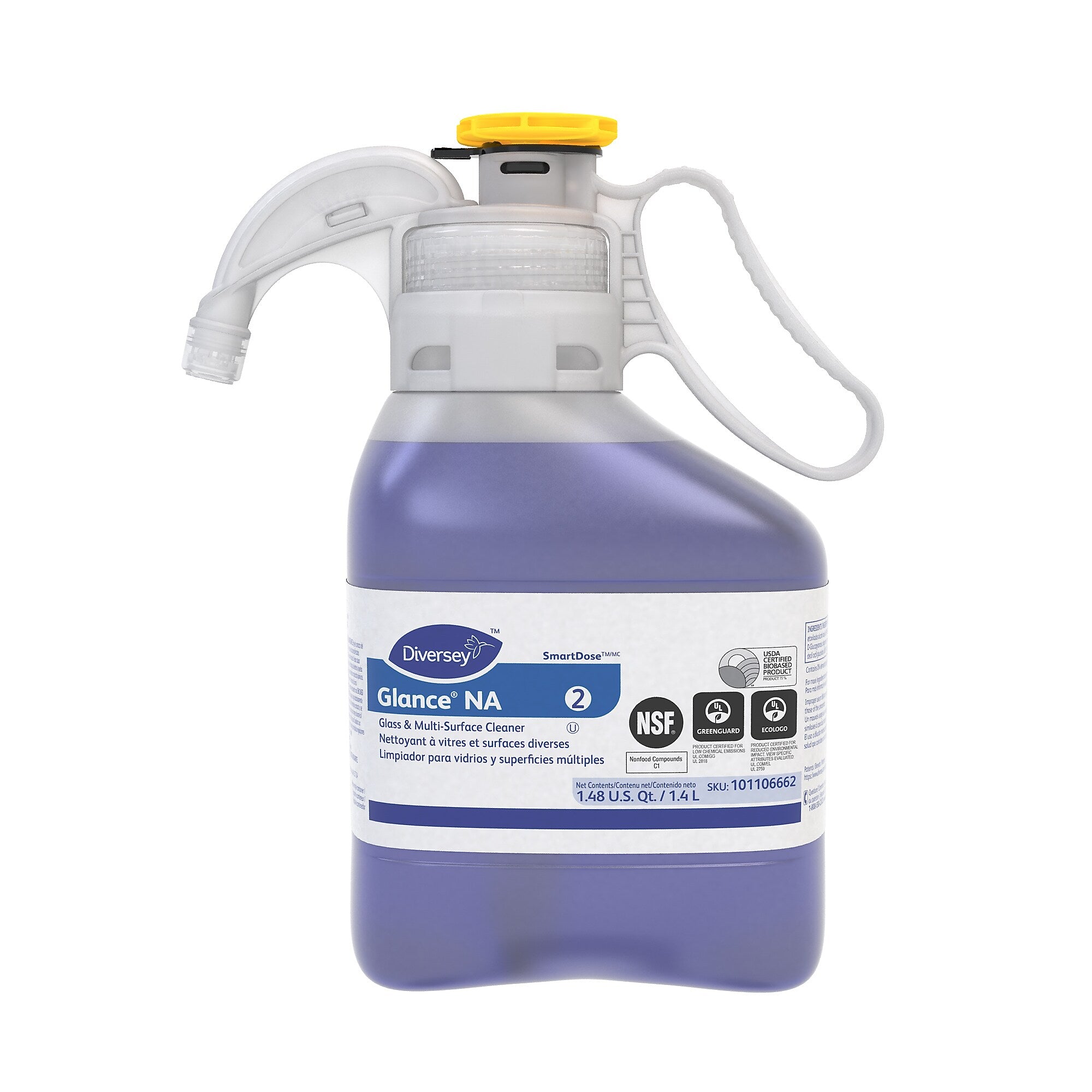 Glance NA Glass and Multi-Surface Cleaner SC for Diversey SmartDose, 47.3 Oz., 2/Carton (101106662CT)
