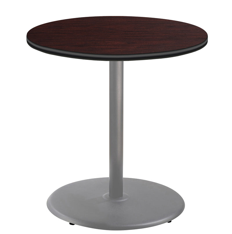 NPS CT Series 36" Round 36" Height Cafe Table, Round Base, Grey Frame/Mahogany Top (CTG13636RCPBTMMY)