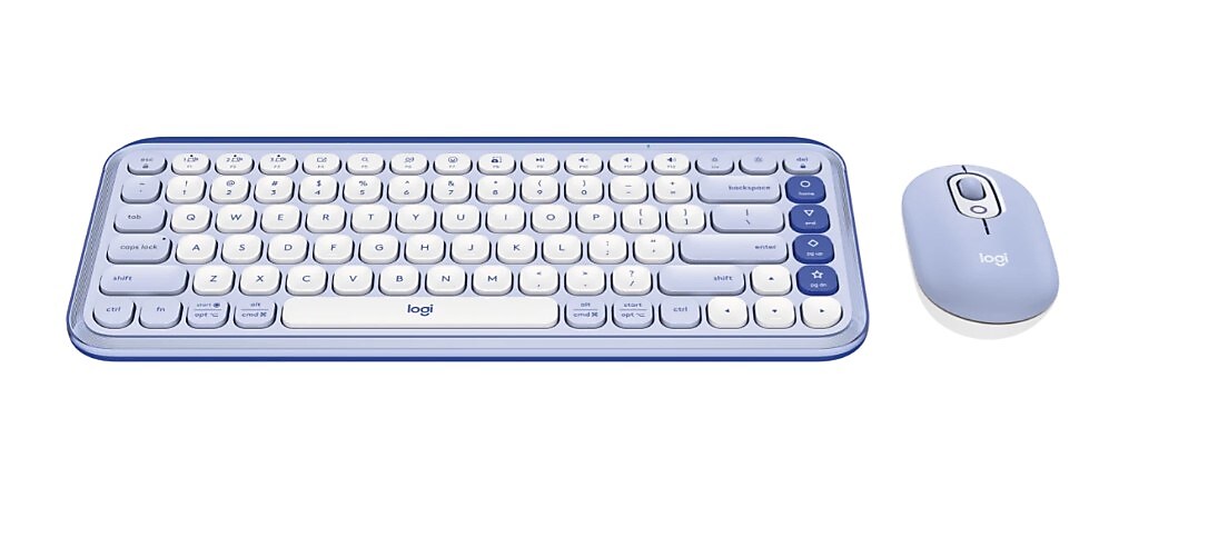 Logitech POP Icon Wireless Keyboard and Optical Mouse Combo, Lilac and Off-White (920-013043)