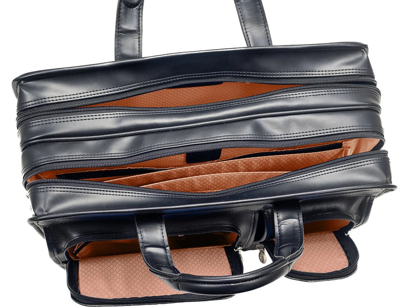 McKlein CLINTON Leather Briefcase, Laptop Compatible, Brown (88444)