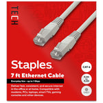 Staples TECH 7 ft. Cat-6 Ethernet Cable, Male to Male, Gray (ST62453)