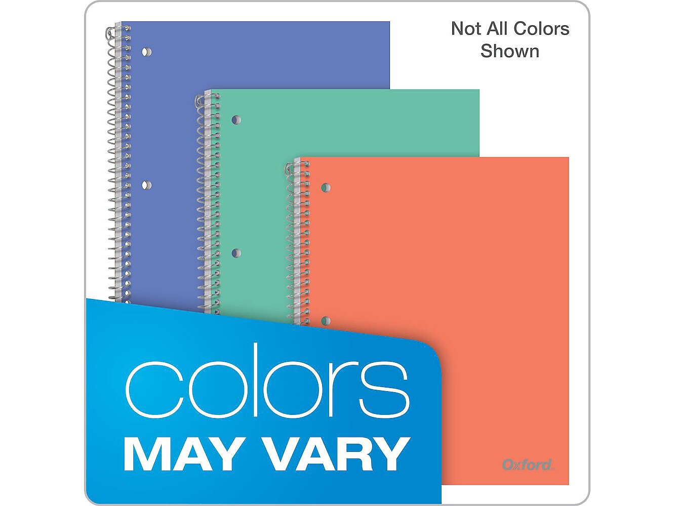 Oxford 1-Subject Notebooks,  8.5" x 11", College Ruled, 100 Sheets, Assorted Colors (10590)