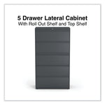 Alera® Lateral File, 5 Legal/Letter/A4/A5-Size File Drawers, Charcoal, 36" x 18.63" x 67.63"