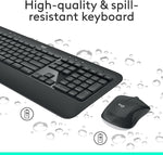 Logitech MK540 Advanced 920-008981 Wireless Ergonomic Keyboard and Laser Mouse Combo, Black
