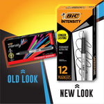 BIC Intensity Permanent Markers, Ultra Fine Tip, Black, 12/Pack (GPMU11BK)