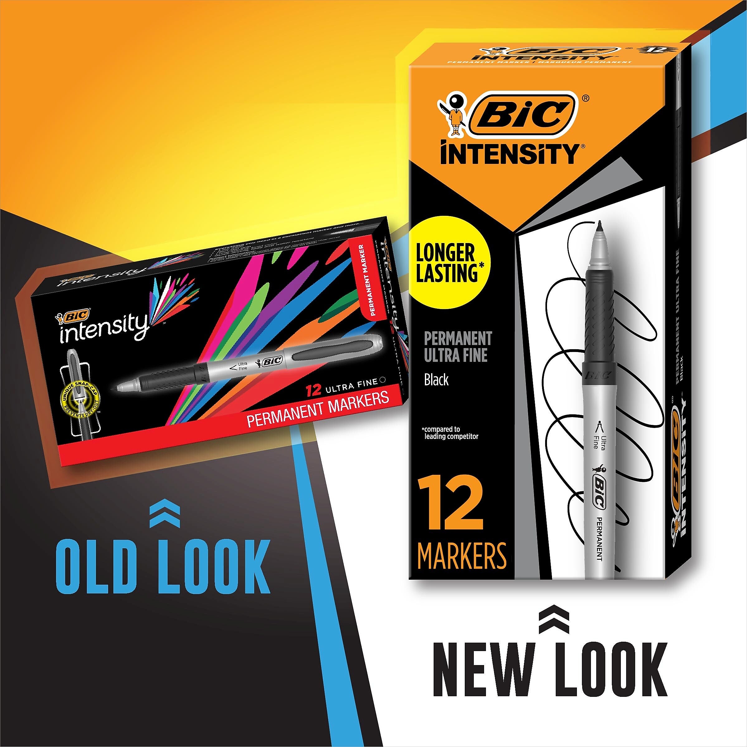 BIC Intensity Permanent Markers, Ultra Fine Tip, Black, 12/Pack (GPMU11BK)