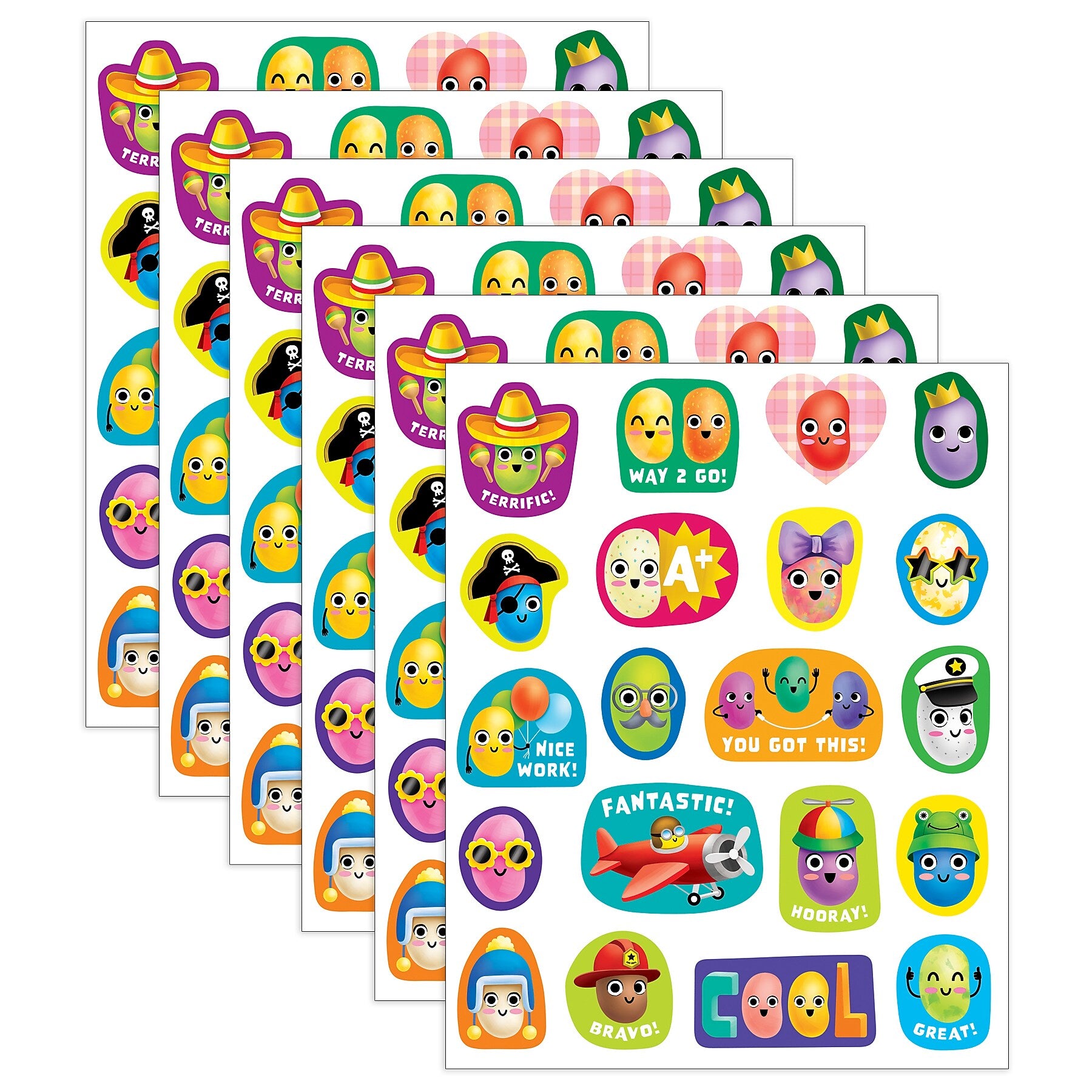 Teacher Created Resources Jelly Bean Smelly Stickers, Multicolored, 120/Pack, 6/Packs/Bundle (TCR9441-6)
