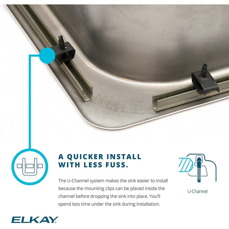 Elkay Lustertone 25" Drop In Single Basin Stainless Steel Kitchen Sink (LRAD2521553)