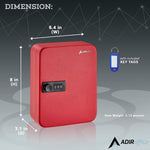 AdirOffice 30-Key Cabinet with Combination Lock and Key Tags, Red (682-30-RED-689-PKG)