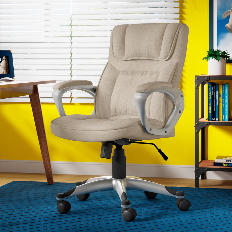 Serta Cyrus Ergonomic Fabric Swivel Executive Chair, Fawn Tan (47911)