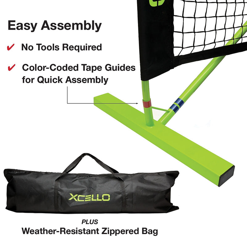 Xcello Sports Portable Pickleball Net System with Carry Bag, Black/Green (XS-PB-NET-1)