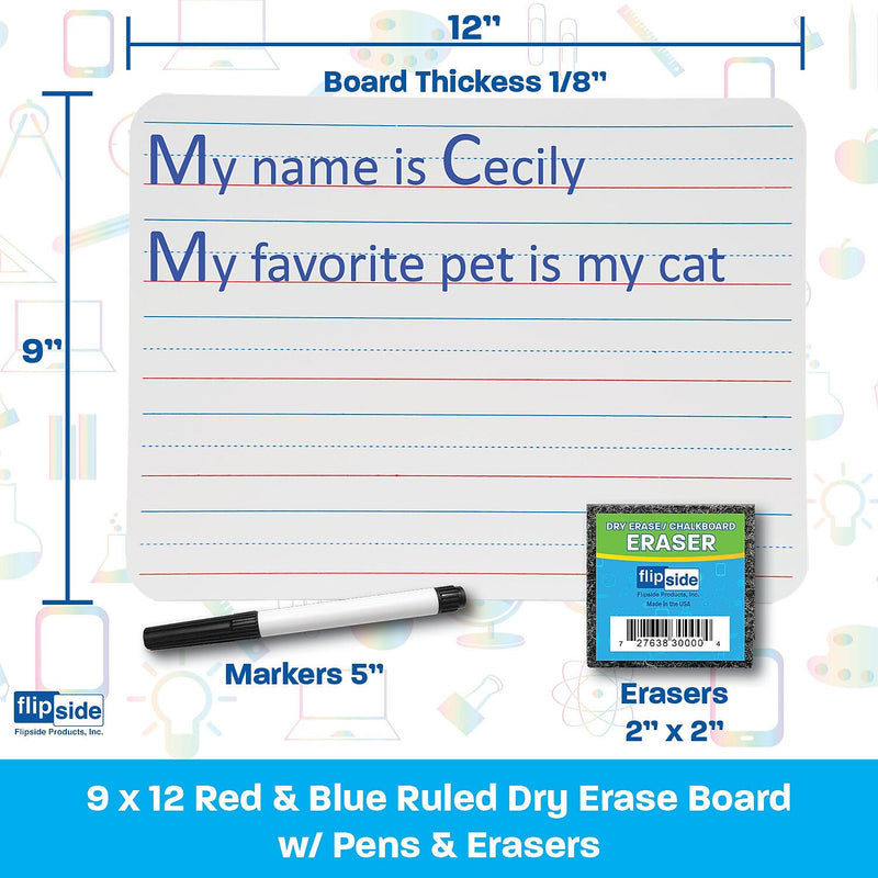 Flipside Dry-Erase Mobile Whiteboard with Eraser and Pen, 0.75' x 1', 12/Pack (21034)