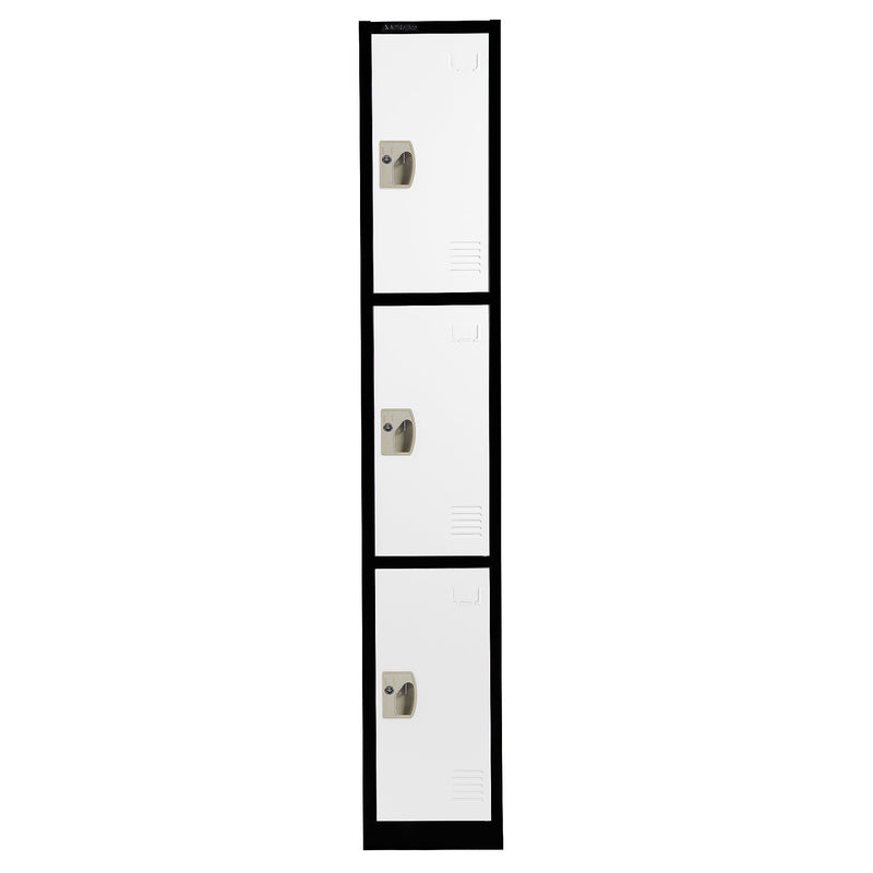 AdirOffice 72'' 3-Tier Black and White Storage Locker (ADI629-203-B-W)