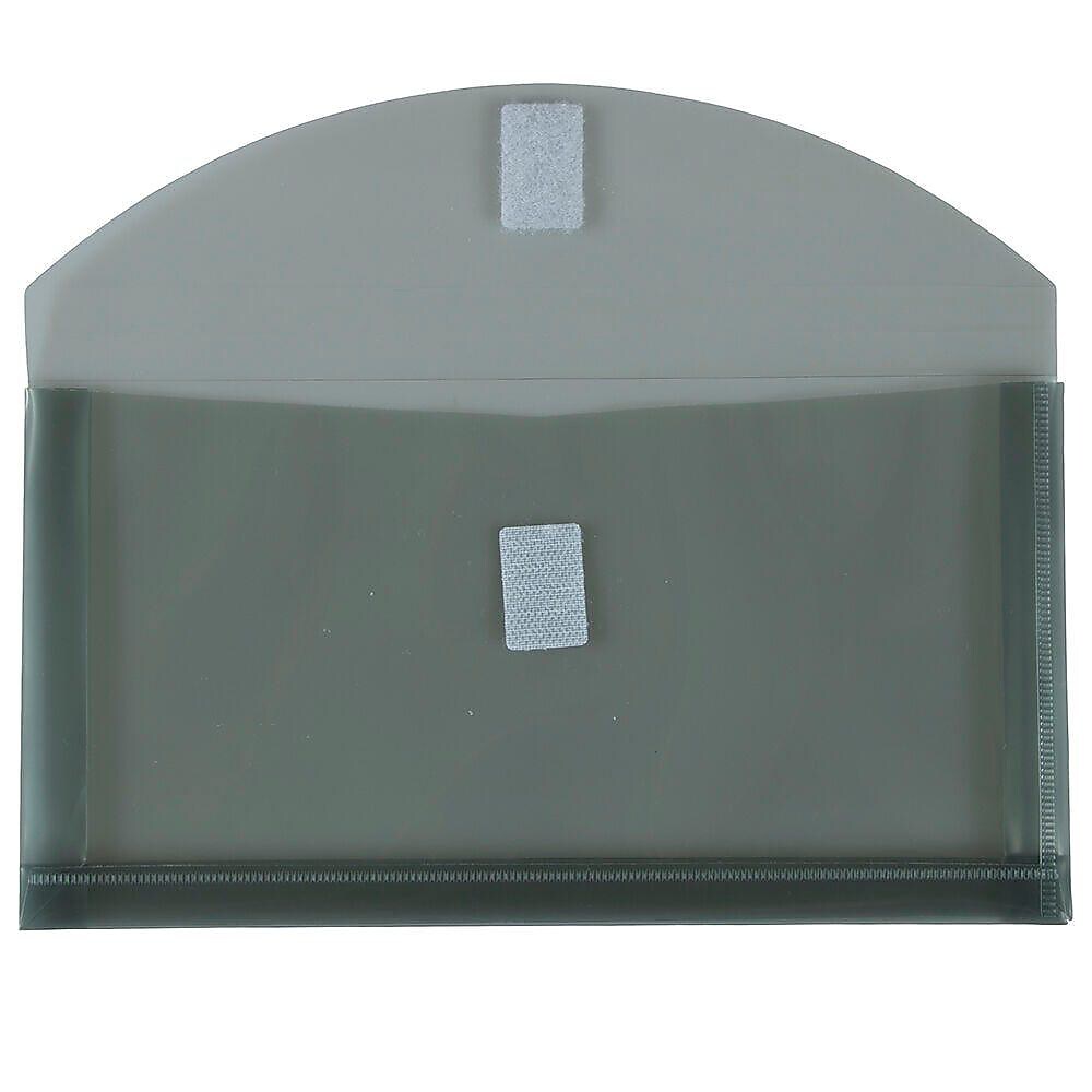 JAM Paper Premium Plastic Filing Envelope with Hook & Loop Closure, Gray, 3/Pack (921V1SMX3)