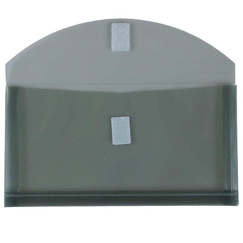 JAM Paper Premium Plastic Filing Envelope with Hook & Loop Closure, Gray, 3/Pack (921V1SMX3)