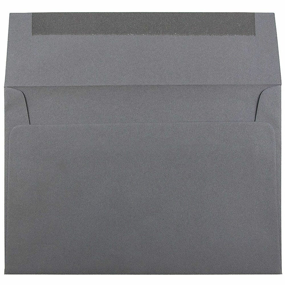 JAM Paper A8 Booklet Envelope 5 1/2" x 8 1/8", Dark Grey, 100/Pack (36396435d)