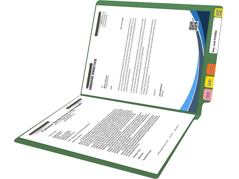 Medical Arts Press Reinforced End Tab File Folder, Straight Cut, Letter-Size, Green, 50/Box (S-01602-GRN)