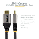 StarTech.com 3.3ft HDMI Cable, 8K 60Hz Audio/Video Cord, Male to Male, Black (HDMM21V1M)