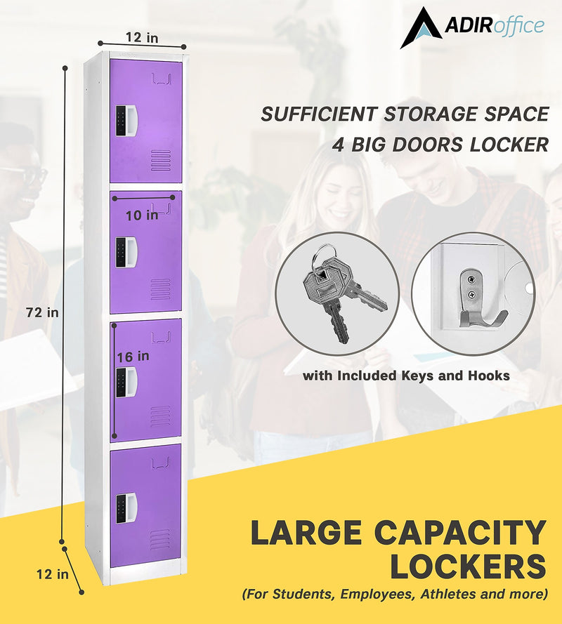AdirOffice 72"H 4-Tier Purple Storage Locker (ADI629-204-PUR-DL)